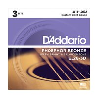 Cordes DAddario EJ26-3D Phosphor Bronze - Pack de 3 jeux !!