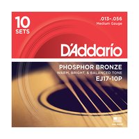 DAddario EJ17-10P Cuerdas Phosphor Bronze - Pack de 10...