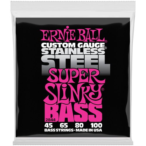Ernie Ball EB2844 Super Slinky Stainless Steel 45-100 Corde per basso