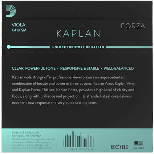 DAddario KA410 SM Kaplan Forza jeu de cordes pour alto, Short Scale, Medium Tension